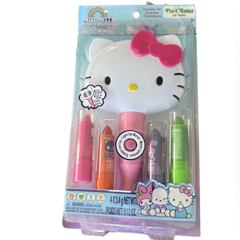Hello Kitty Light Up Mirror and 4 Lip Balms Set
